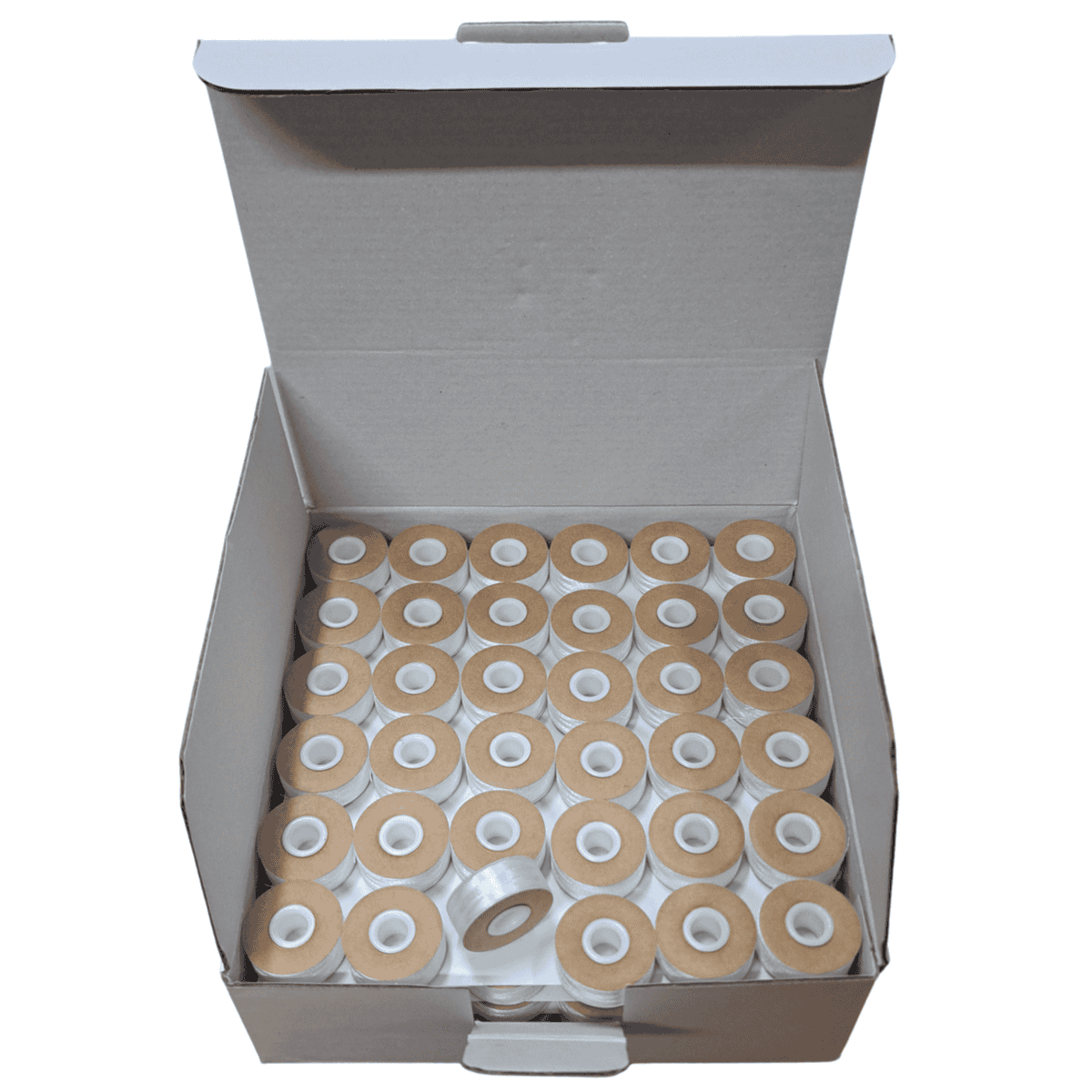 PWBCSL - Pre Wound Bobbins - L Cardboard Sided - White - 1 Box - Image 2