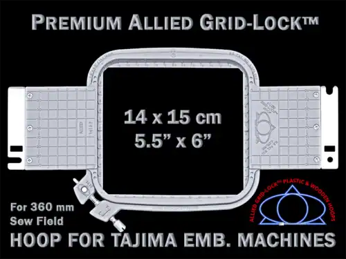 14x15cm Premium Allied Grid-Lock™ Embroidery Frame - Tajima 360 mm Arm Spacing
