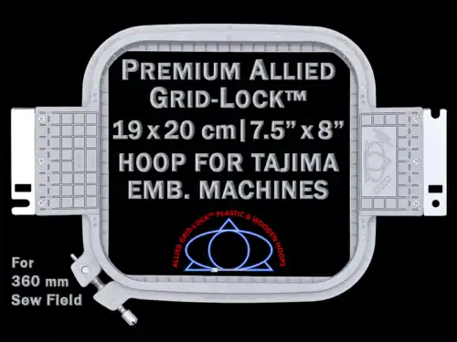 19x20cm Premium Allied Grid-Lock™ Embroidery Frame - Tajima 360 mm Arm Spacing